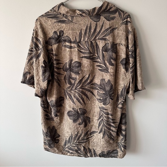 Havana Jack's Cafe Button Down Shirt Men's M Hawaiian Palm Trees Silk beige - Picture 8 of 10